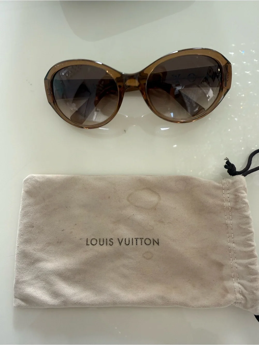 Louis Vuitton Amber Brown Round Sunglasses monogram